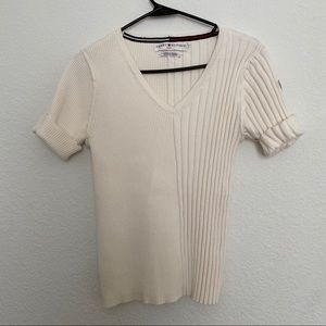 Tommy Hilfiger cream ribbed knit top sz S